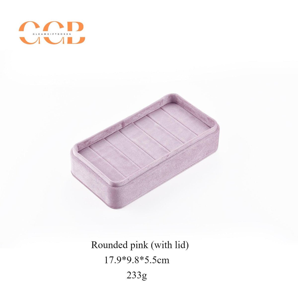 Rectangular velvet ring display box and tray