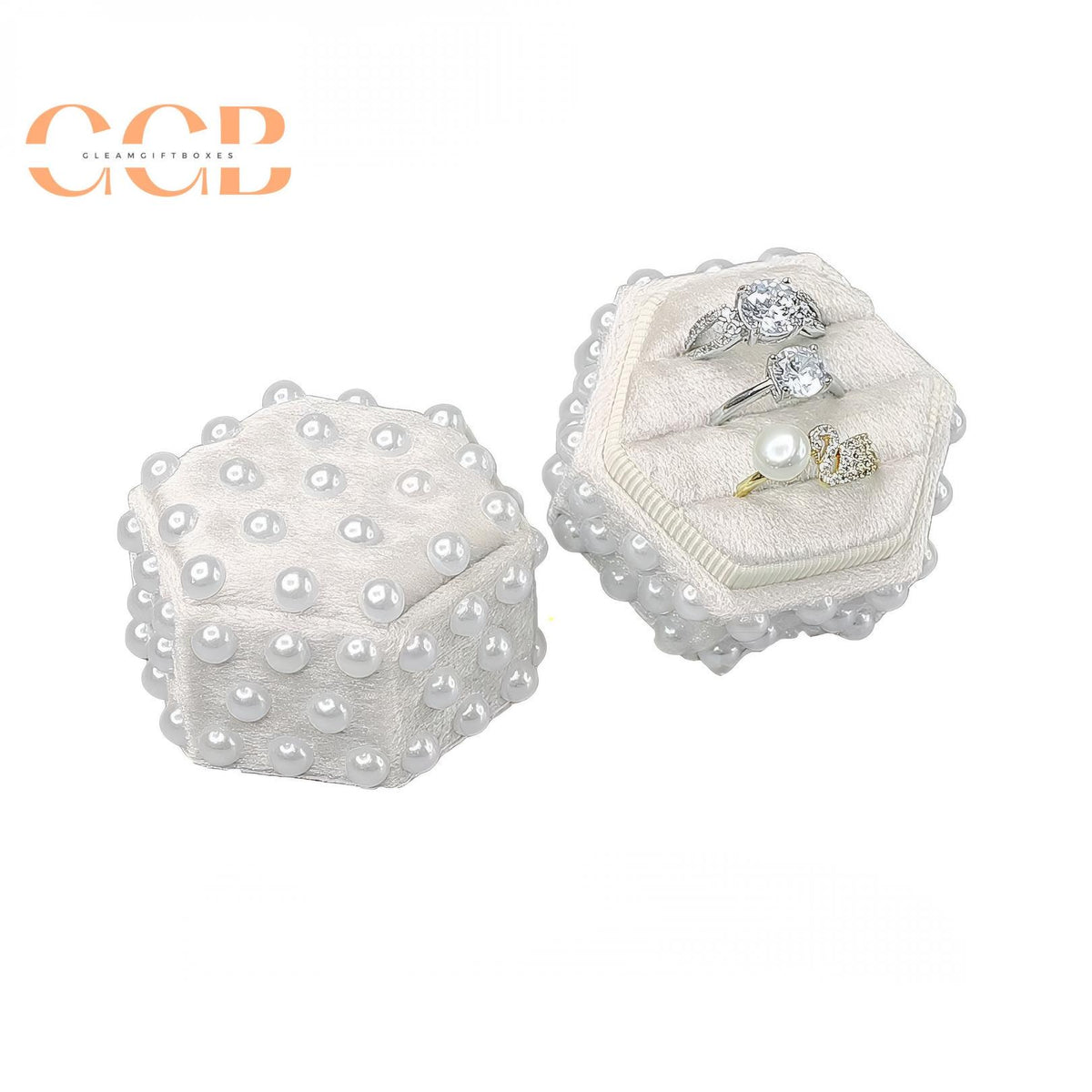 Pearl velvet ring jewelry box