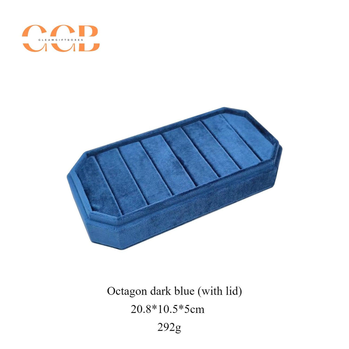 Rectangular velvet ring display box and tray