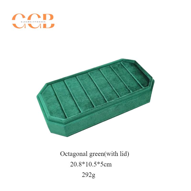 Rectangular velvet ring display box and tray