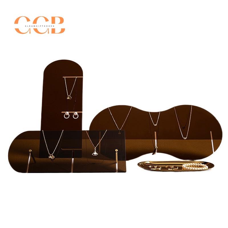 Brown Acrylic Necklace Display Stand for Jewelry Retail Organization