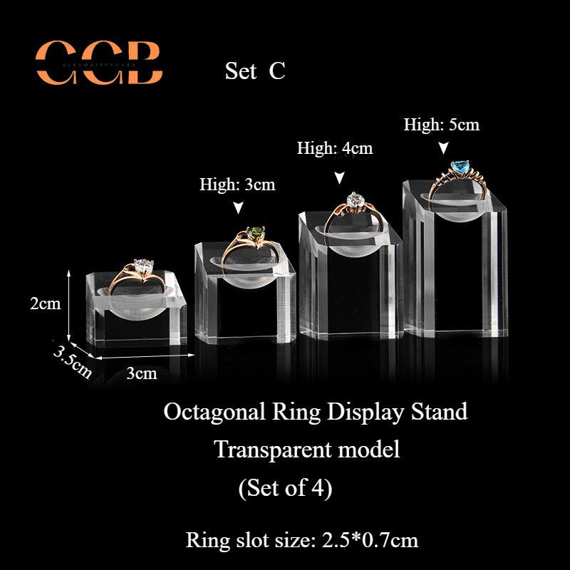 Acrylic Ring Display Stand Set for Jewelry Retail and Organization