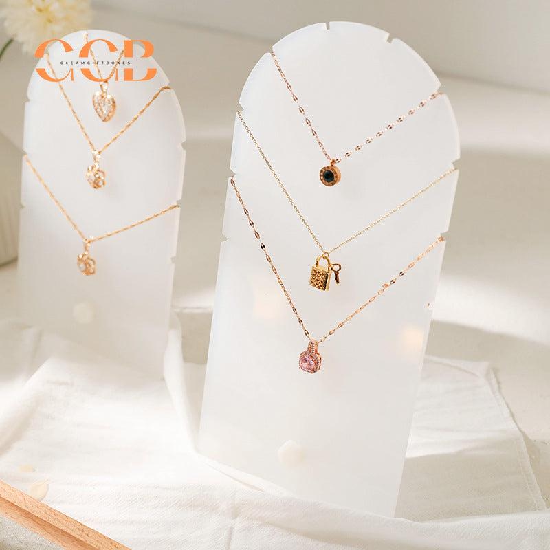 White Acrylic Necklace Display Stand for Jewelry Retail Organization