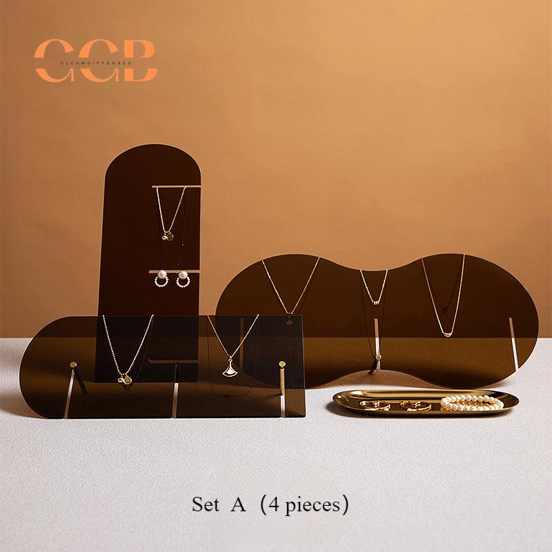 Brown Acrylic Necklace Display Stand for Jewelry Retail Organization