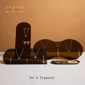 Brown Acrylic Necklace Display Stand for Jewelry Retail Organization