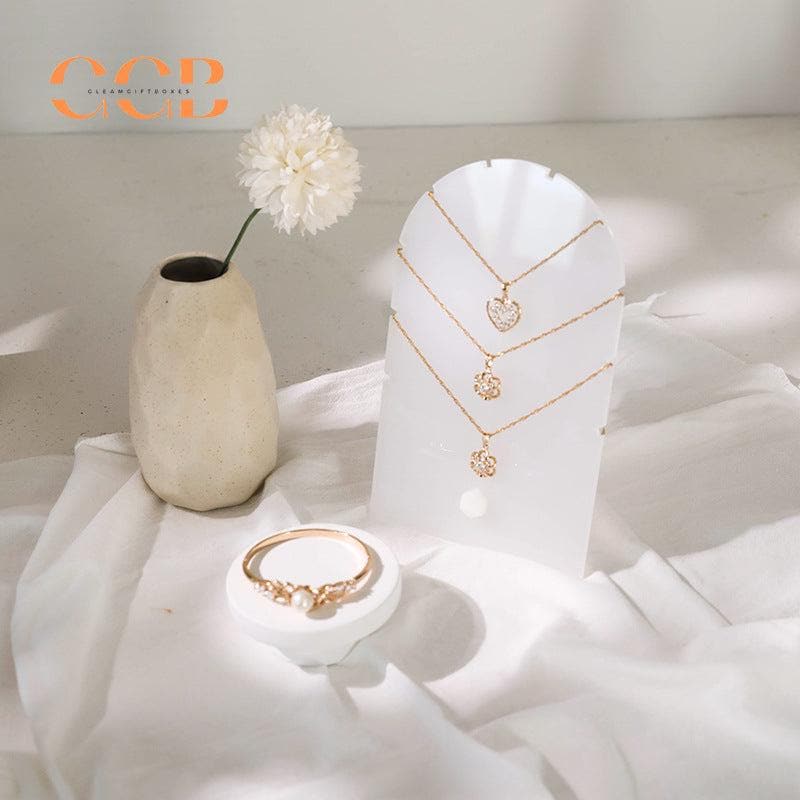 White Acrylic Necklace Display Stand for Jewelry Retail Organization
