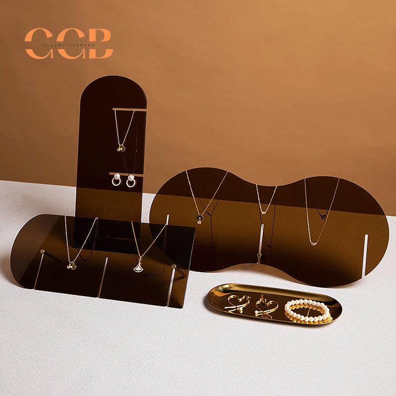 Brown Acrylic Necklace Display Stand for Jewelry Retail Organization