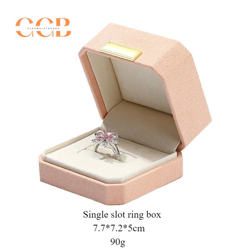 Premium wholesale pink octagonal microfiber jewelry box