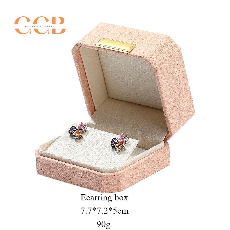 Premium wholesale pink octagonal microfiber jewelry box