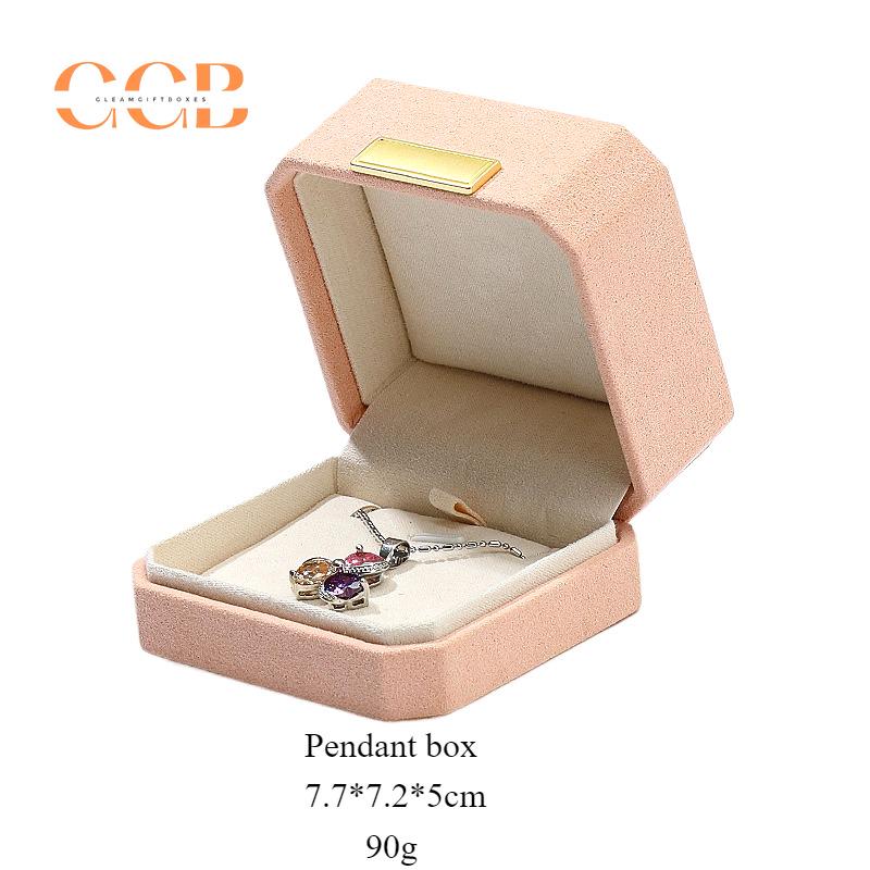 Premium wholesale pink octagonal microfiber jewelry box