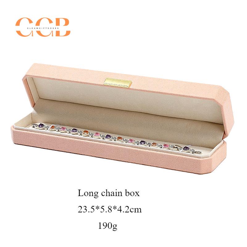 Premium wholesale pink octagonal microfiber jewelry box