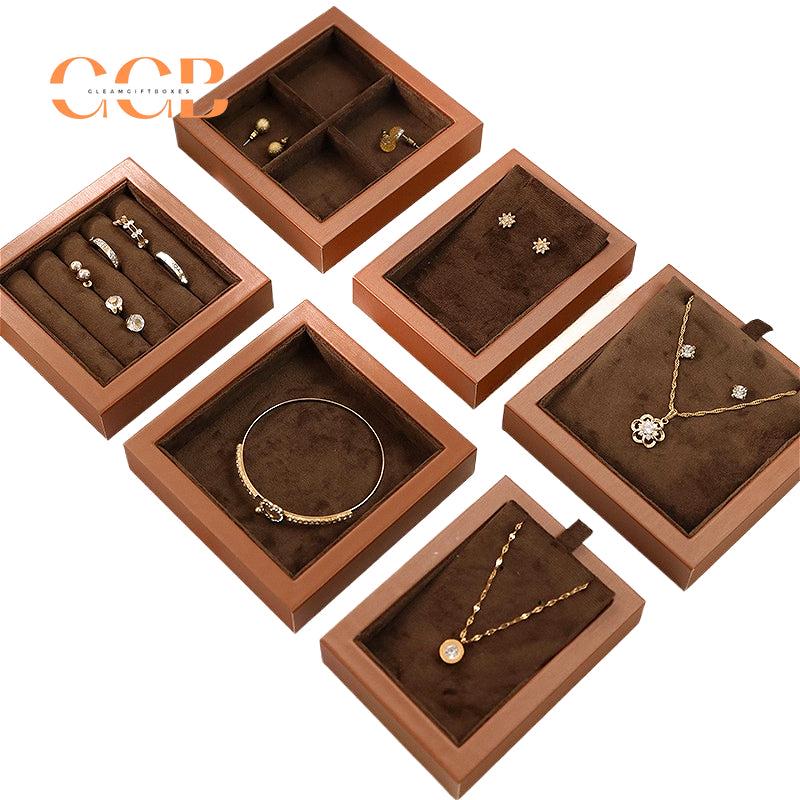 Brown Velvet Jewelry Tray Organizer for Retail Display Wholesale