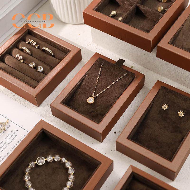 Brown Velvet Jewelry Tray Organizer for Retail Display Wholesale