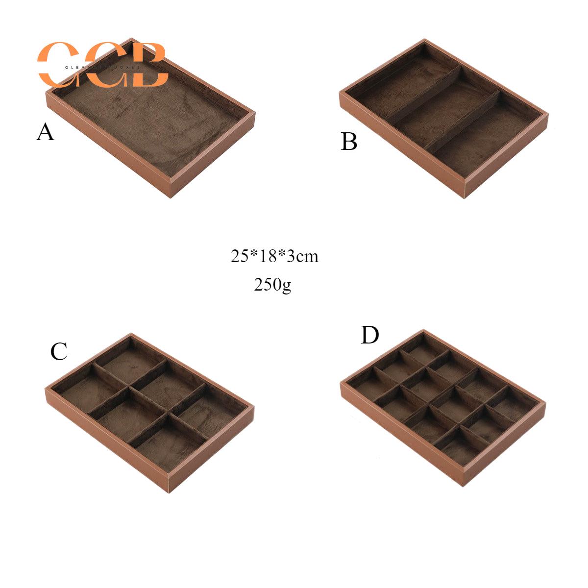 Brown Velvet Jewelry Box with Cover for Travel and Retail Display