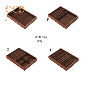 Brown Velvet Jewelry Box with Cover for Travel and Retail Display