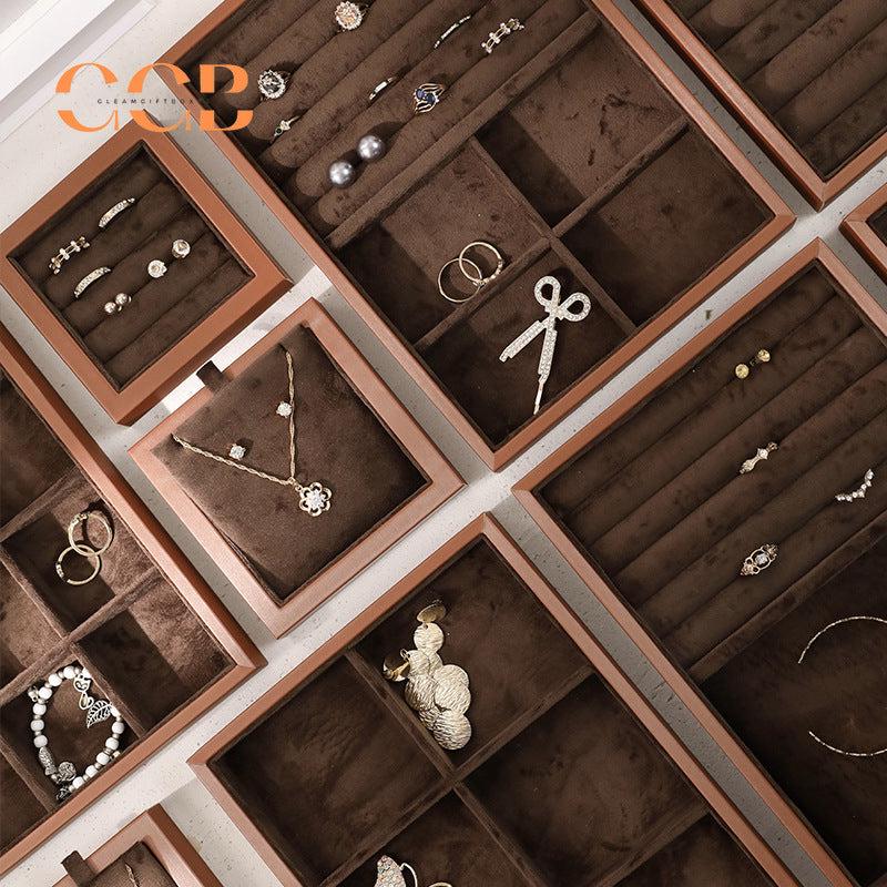 Brown Velvet Jewelry Tray Organizer for Retail Display Wholesale