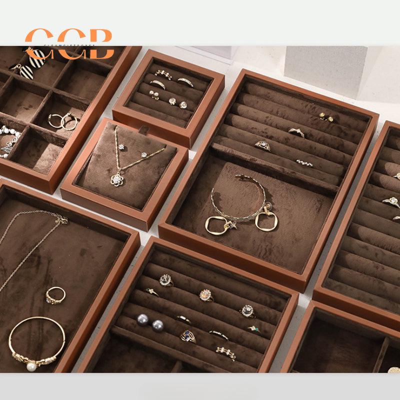Brown Velvet Jewelry Tray Organizer for Retail Display Wholesale