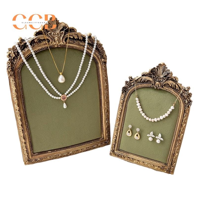 Gold Earring Necklace Jewelry Display Vintage Photography Frame