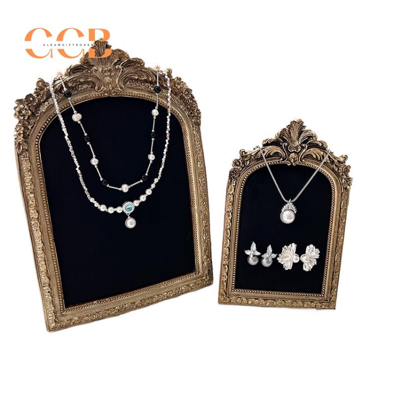 Gold Earring Necklace Jewelry Display Vintage Photography Frame