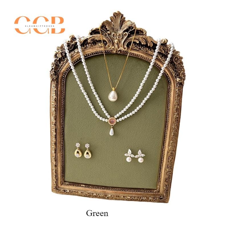 Gold Earring Necklace Jewelry Display Vintage Photography Frame