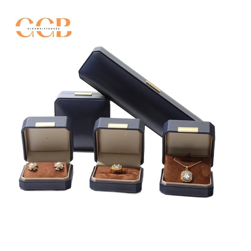 Customised PU Leather Blue Jewelry Box