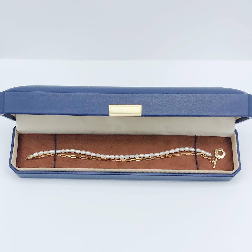 Customised PU Leather Blue Jewelry Box