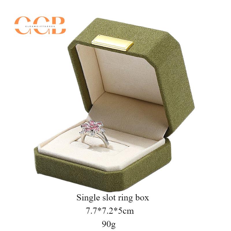 Customised Wholesale Green Octagonal Microfiber Jewelry Box