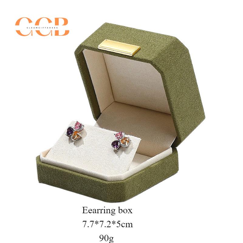 Customised Wholesale Green Octagonal Microfiber Jewelry Box