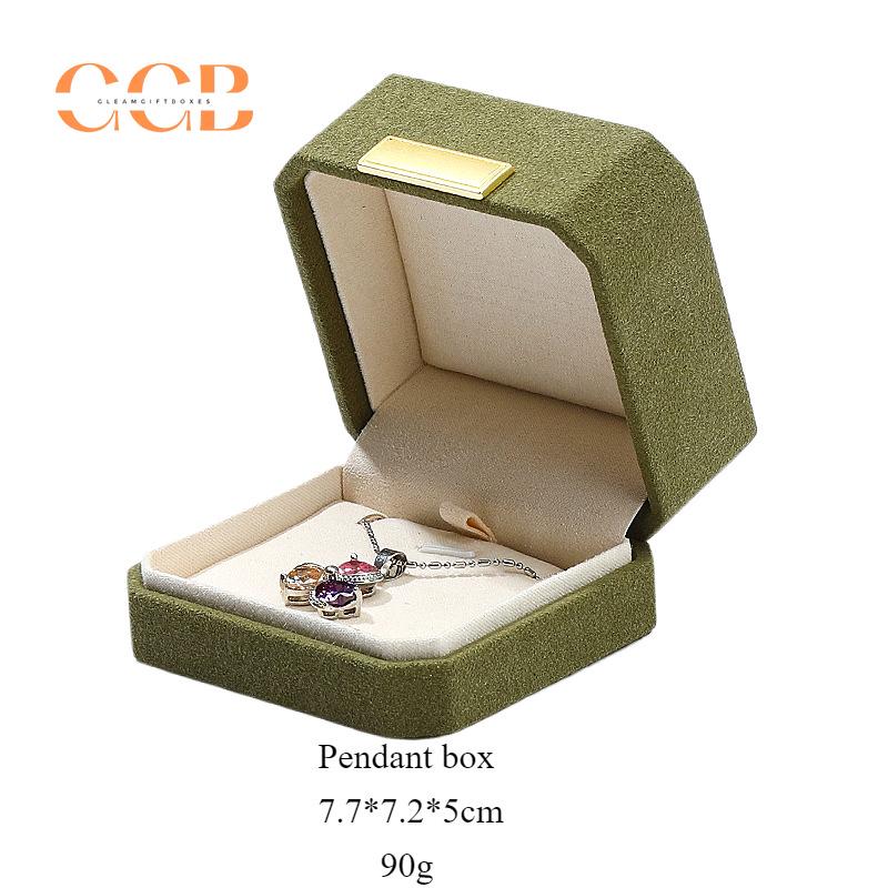 Customised Wholesale Green Octagonal Microfiber Jewelry Box