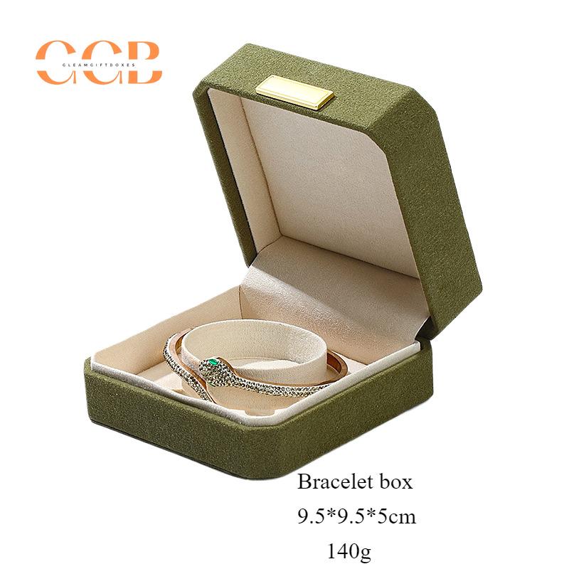 Customised Wholesale Green Octagonal Microfiber Jewelry Box