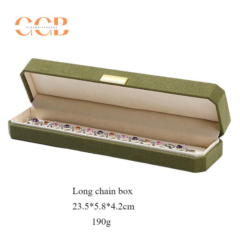 Customised Wholesale Green Octagonal Microfiber Jewelry Box
