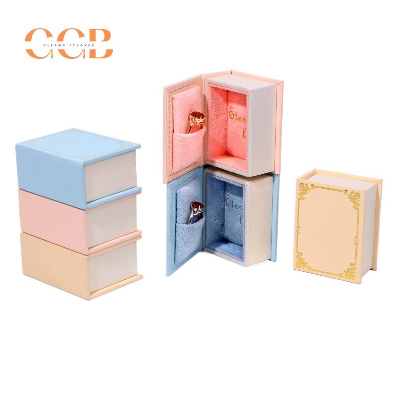 Mini book jewelry ring box