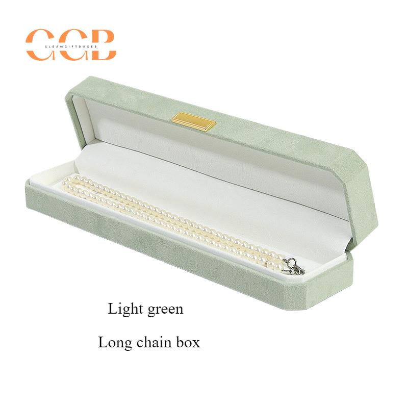 Customised Wholesale Green Octagonal Microfiber Jewelry Box