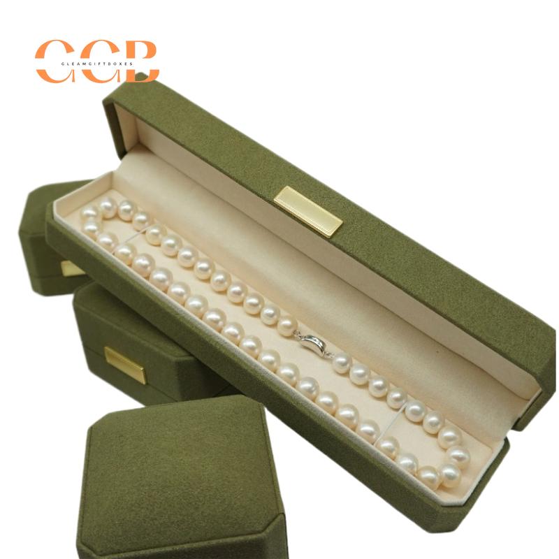 Customised Wholesale Green Octagonal Microfiber Jewelry Box