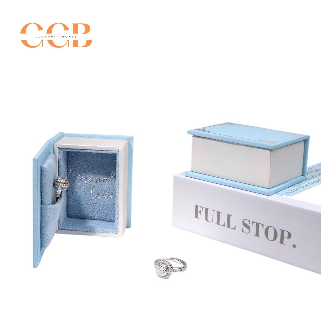 Mini book jewelry ring box