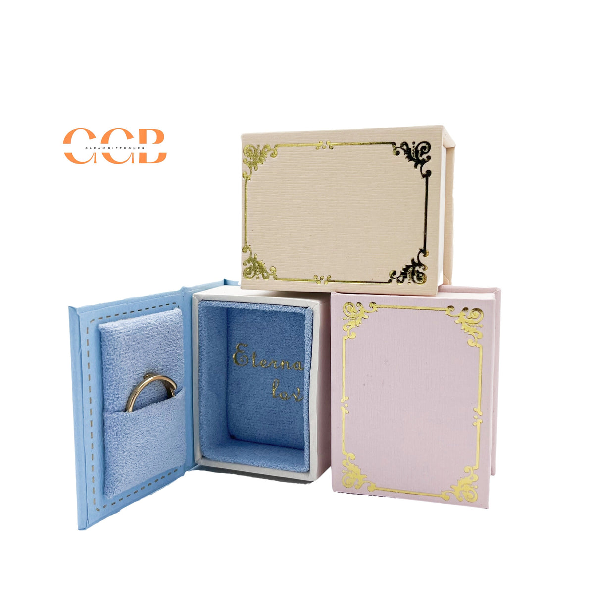 Mini book jewelry ring box