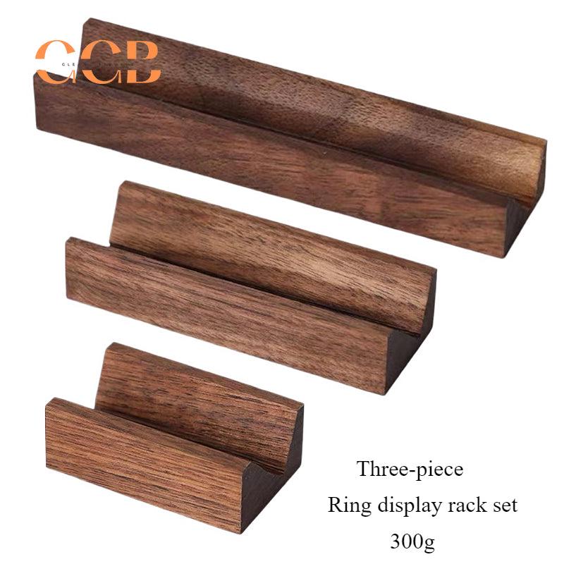 Walnut Wood Ring Display Stand for Jewelry Organization and Photography