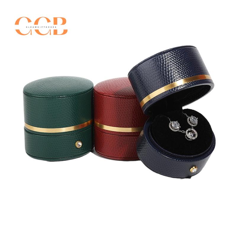 Premium PU Leather Blue and Green Oval Ring Box