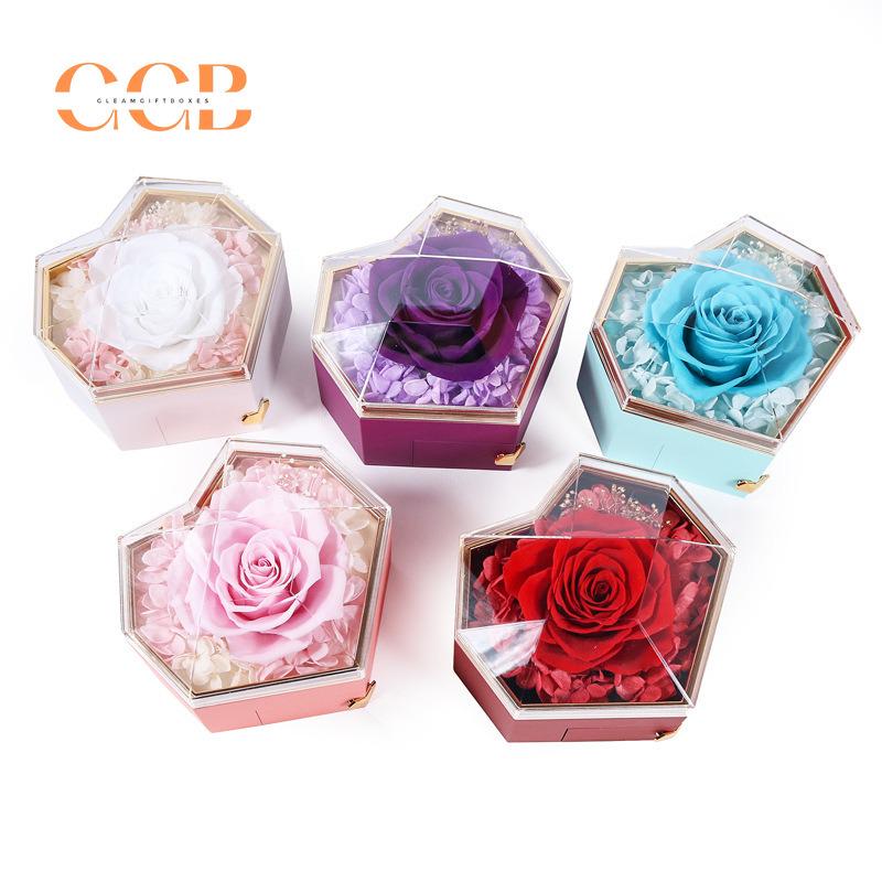 Preserved flower rose ring and pendant ring box