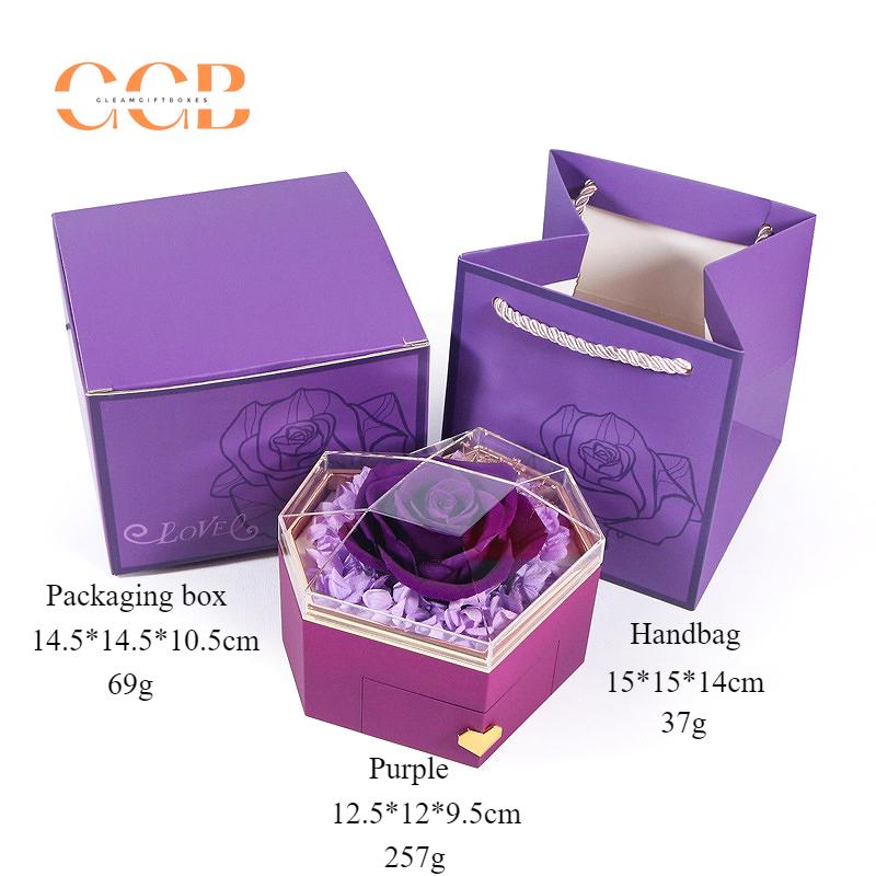 Preserved flower rose ring and pendant ring box