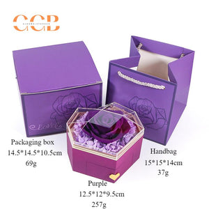 Preserved flower rose ring and pendant ring box