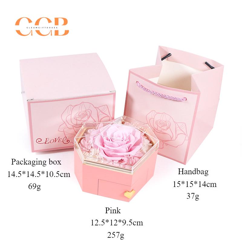 Preserved flower rose ring and pendant ring box