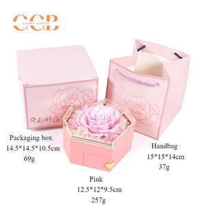 Preserved flower rose ring and pendant ring box