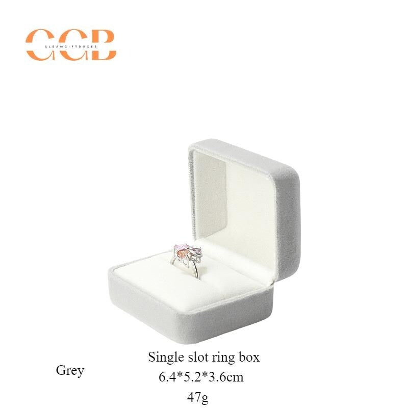 Gray Velvet Necklace Earring Ring Jewelry Box