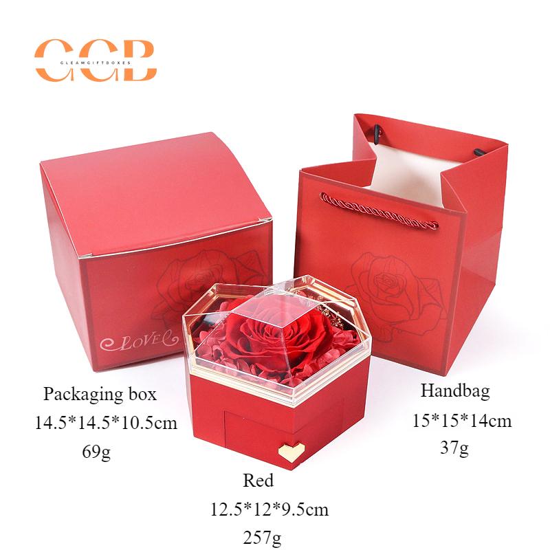 Preserved flower rose ring and pendant ring box