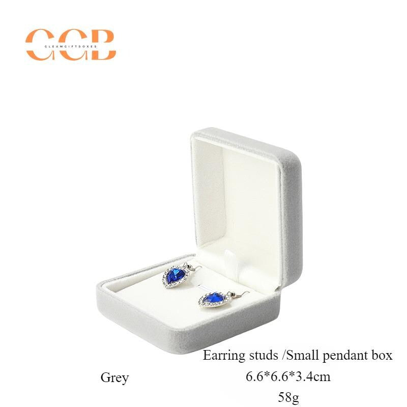 Gray Velvet Necklace Earring Ring Jewelry Box