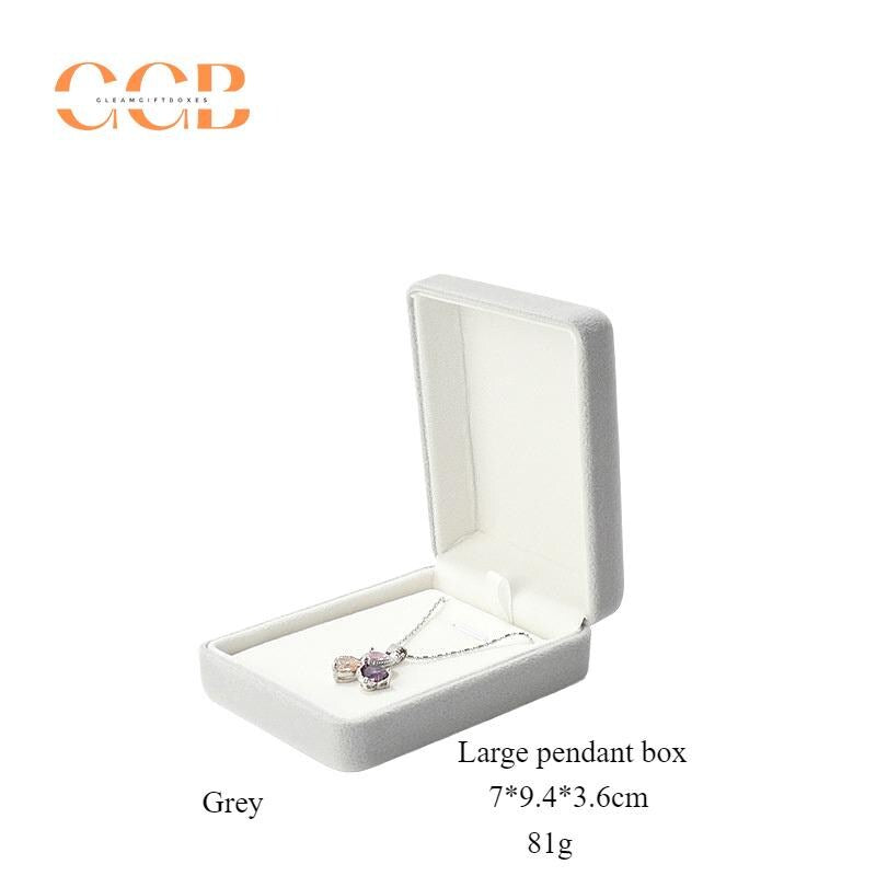 Gray Velvet Necklace Earring Ring Jewelry Box
