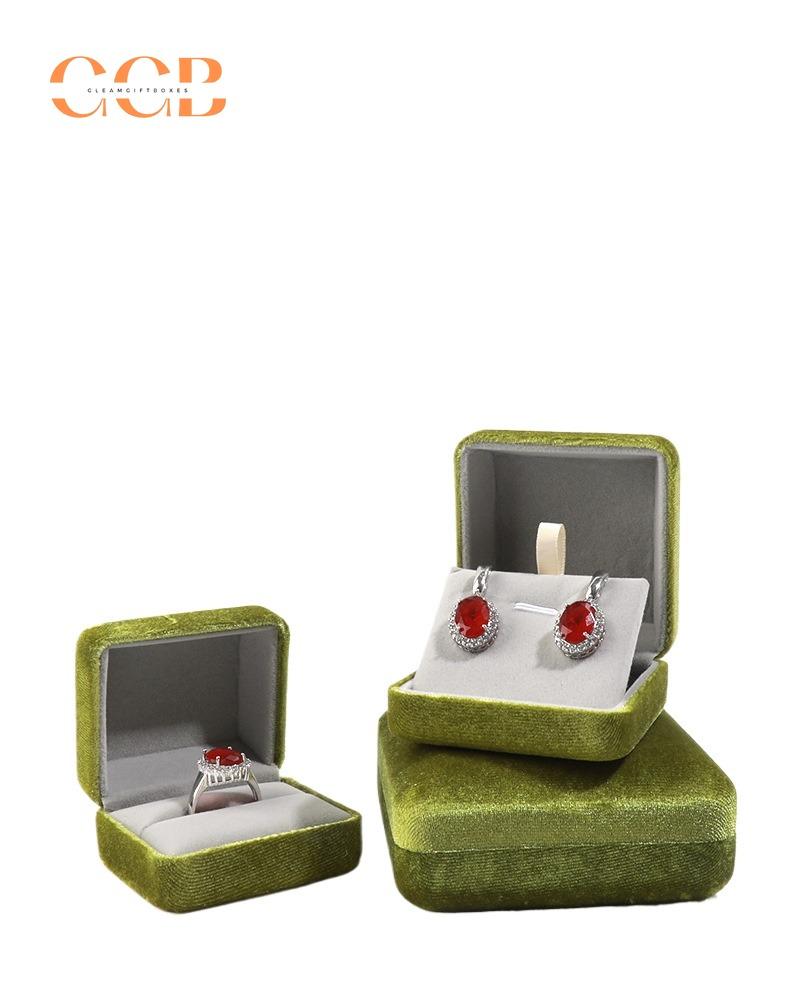 Gray Velvet Necklace Earring Ring Jewelry Box