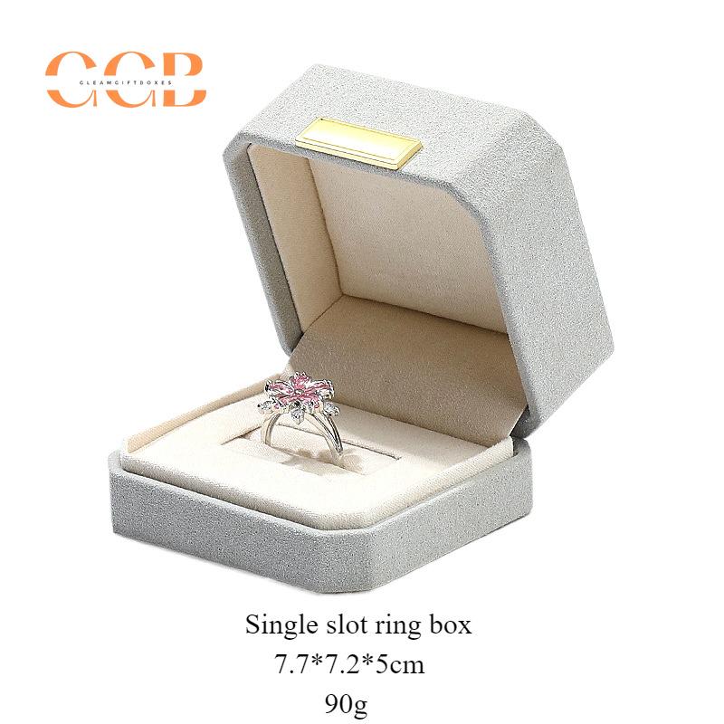 Gray Octagonal Velvet Jewelry Box