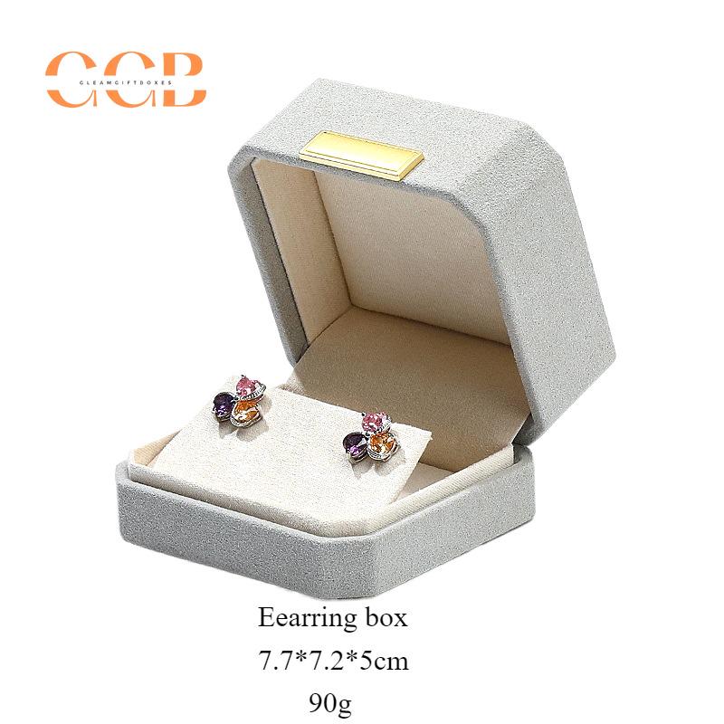 Gray Octagonal Velvet Jewelry Box